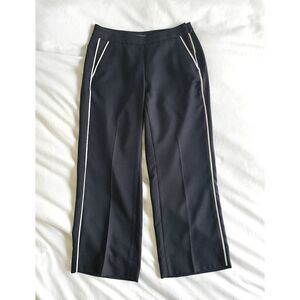 Banana Republic Blake Crop Pants Women's Size 00P Black 100% Polyester Wide-Leg